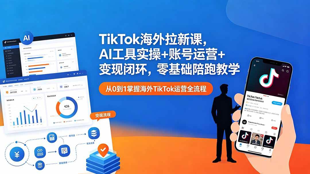 (18522期)TikTok海外拉新课,AI工具实操+账号运营+变现闭环,零基础陪跑教学 (18522期)TikTok海外拉新课,AI工具实操+账号运营+变现闭环,零基础陪跑教学