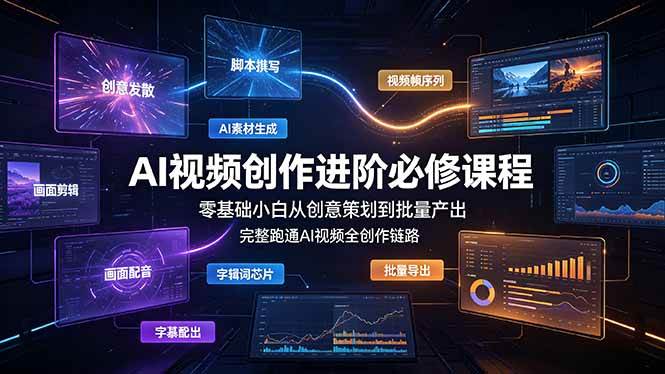 （19159期）AI视频创作进阶必修课程：零基础小白从创意策划到批量产出，完整跑通AI视频全创作链路
