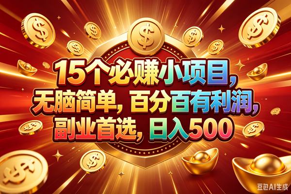 (19143期)15个必赚的小项目,百分百赚元子,无脑简单,副业首选,日入500+ (19143期)15个必赚的小项目,百分百赚元子,无脑简单,副业首选,日入500+