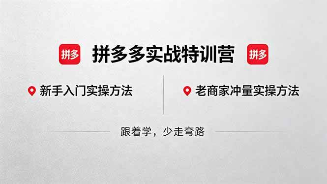 （18468期）拼多多实战特训营(更新5月15)：不管是新手入门或老商家冲量，都有实操方法，跟着学，少走弯路